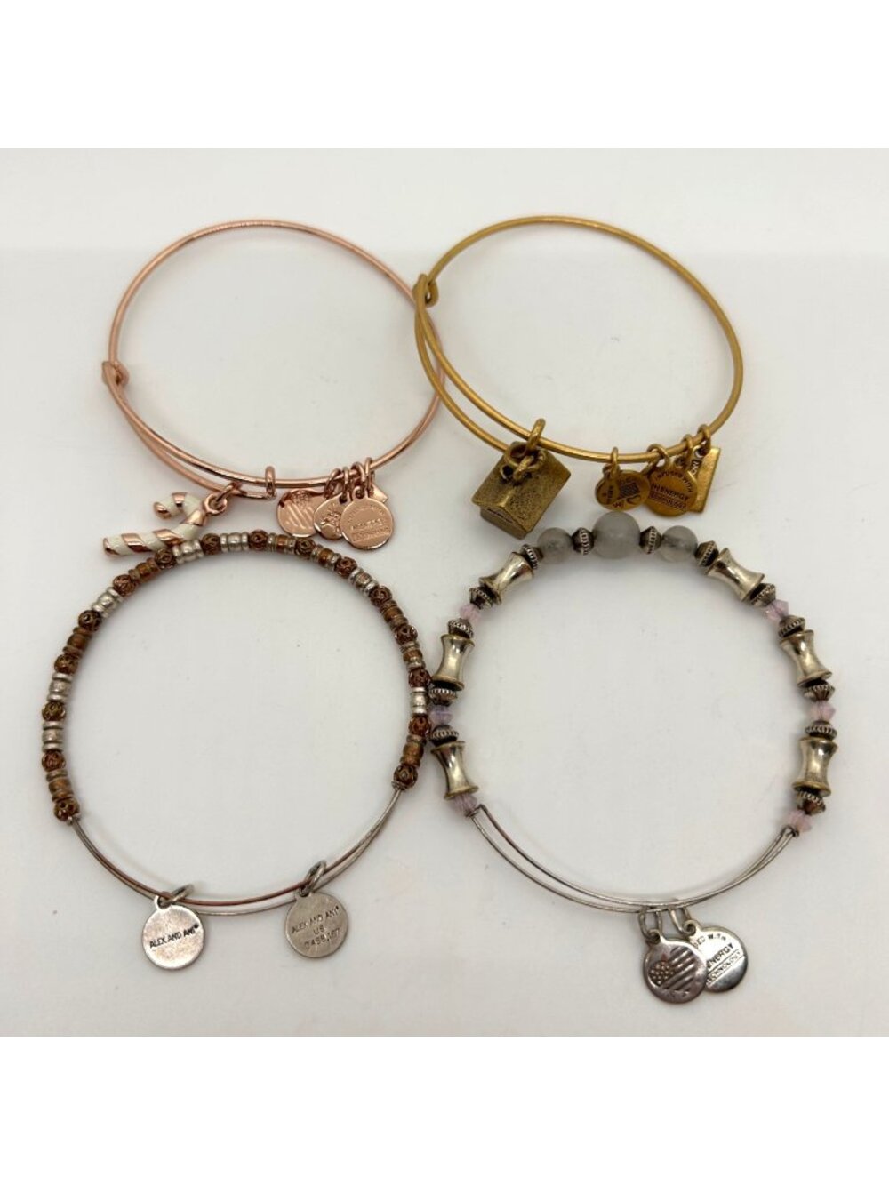 Alex And Ani Set Of 4 Alex and Ani Expandable Bangle Bracelet Monopoly Hotel Can